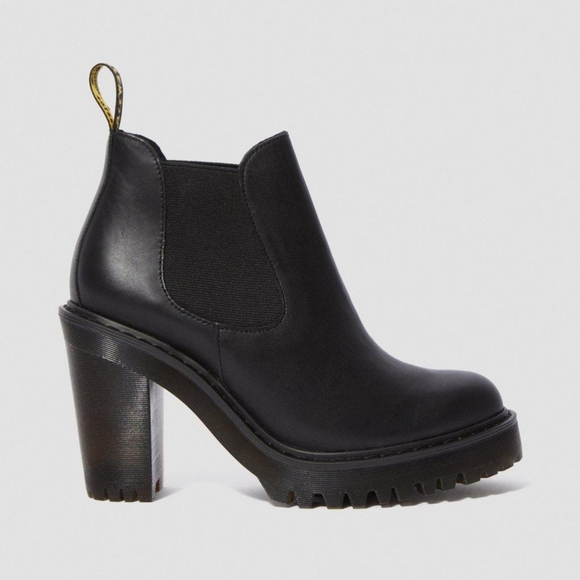 Dr. Martens Hurston Black Leather Heeled Platform Lug Sole Chelsea Boots 9-10 - Picture 12 of 14